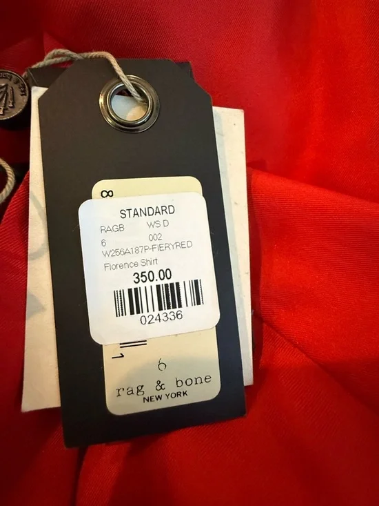 NWT. Rag & Bone. Florence Silk Tie Neck Blouse. Fiery Red. Size 6. - Picture 14 of 14
